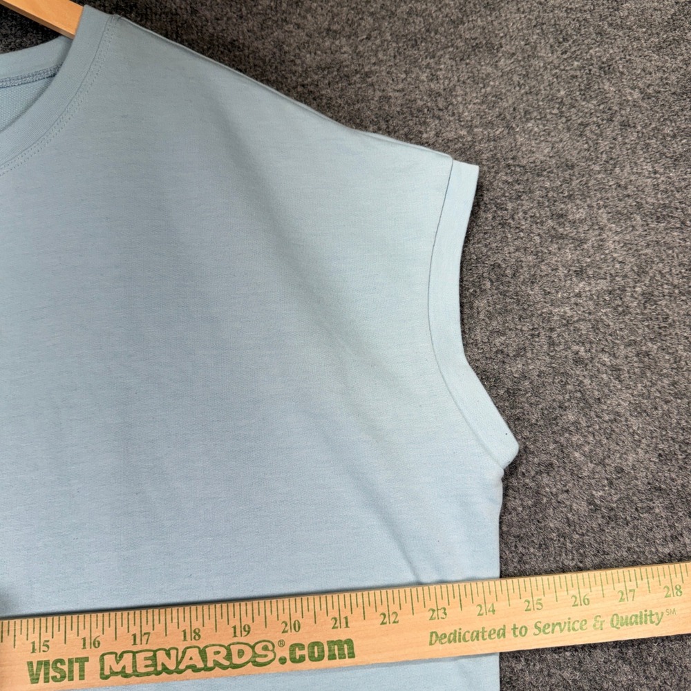 YoungLA 446 Muscle Tee Mens Large Light Blue Gym Workout Oversized Scoop Hem - Picture 5 of 8